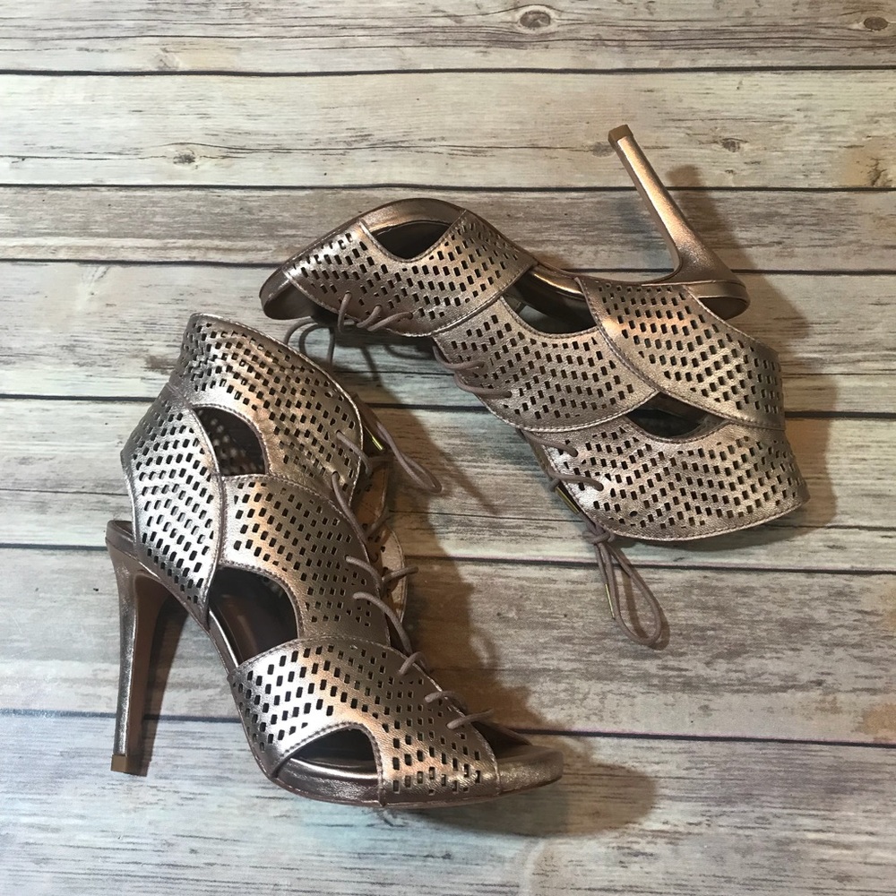 Joie pink metallic caged heels sandals Sz 6